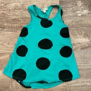 Joah Love girls green w/ black polka dots twist back tank